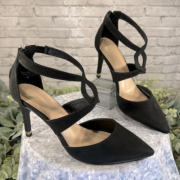 Kelly & Katie “Evie” Black Pointed Toe Strappy Stiletto Dress Heels WMS 9M🖤EUC - Picture 1 of 9